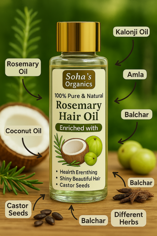 Soha's Organics Herbal Infused Rosemary Hair Oil Enriched with Amla & Coconut Oil - Image 2
